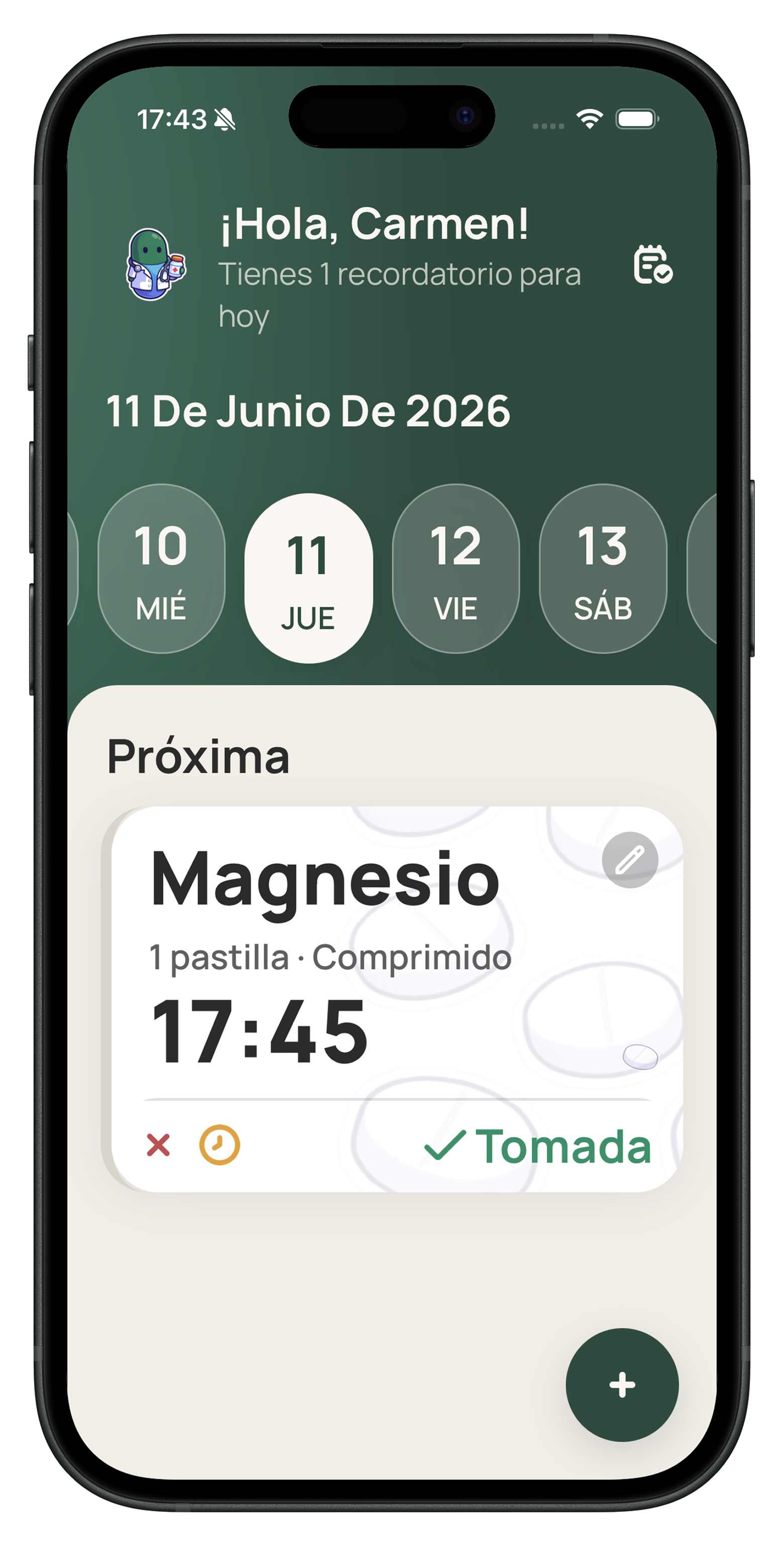 La pantalla de inicio de la app Carely